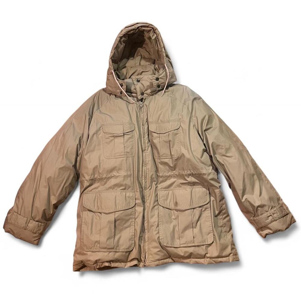 Vintage Environmental Clothing Co Down Parka Mens XL Tan Duck Down Plaid Lined